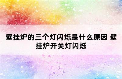 壁挂炉的三个灯闪烁是什么原因 壁挂炉开关灯闪烁